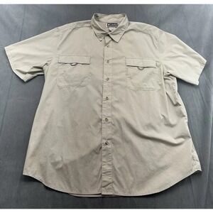 Columbia XCO Beige Button Down Vented Cargo Fishing Shirt Men's XXL Short Sleeve